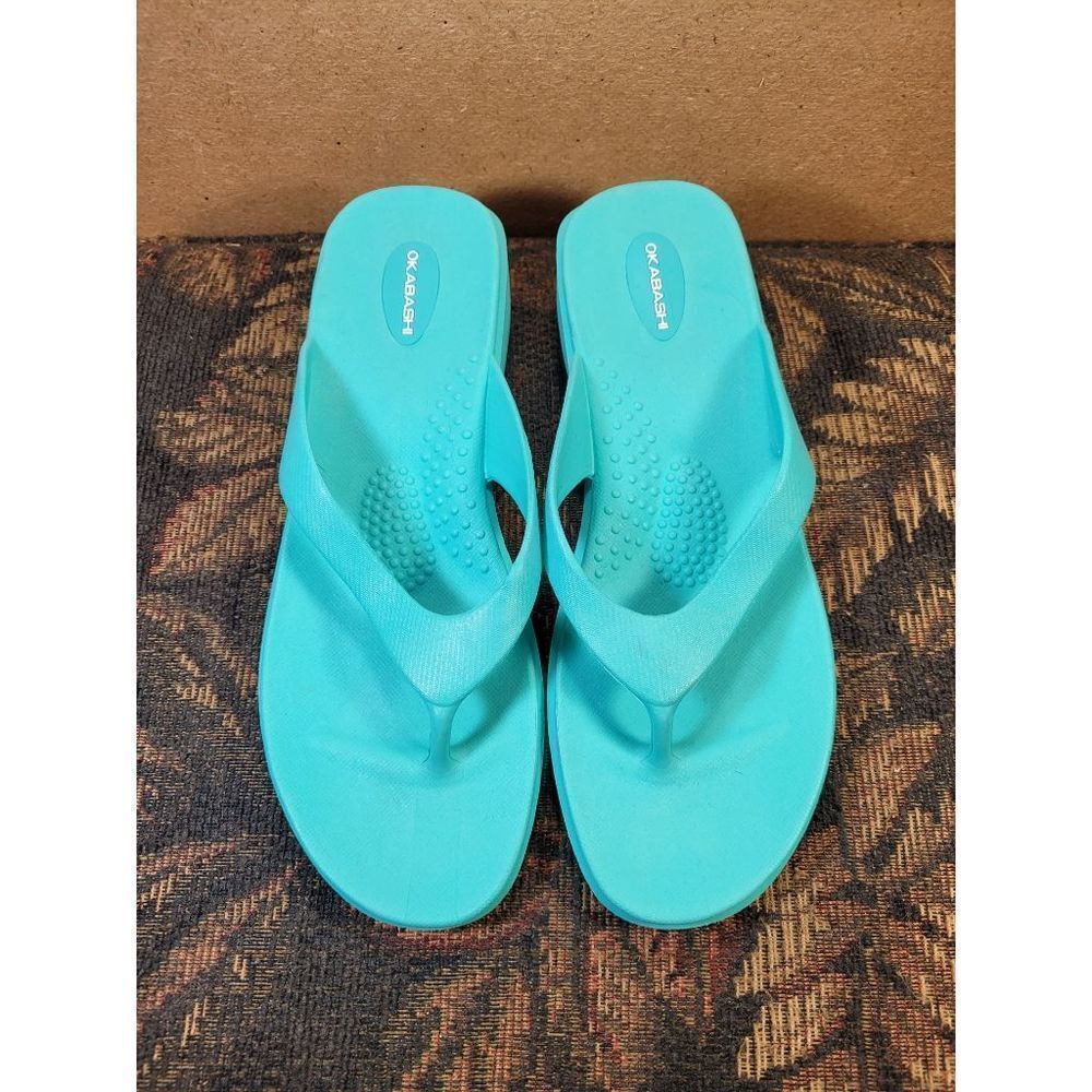 Okabashi Women's Sea Glass Splash Flip Flop Sandals- L/Size 9.5-10.5